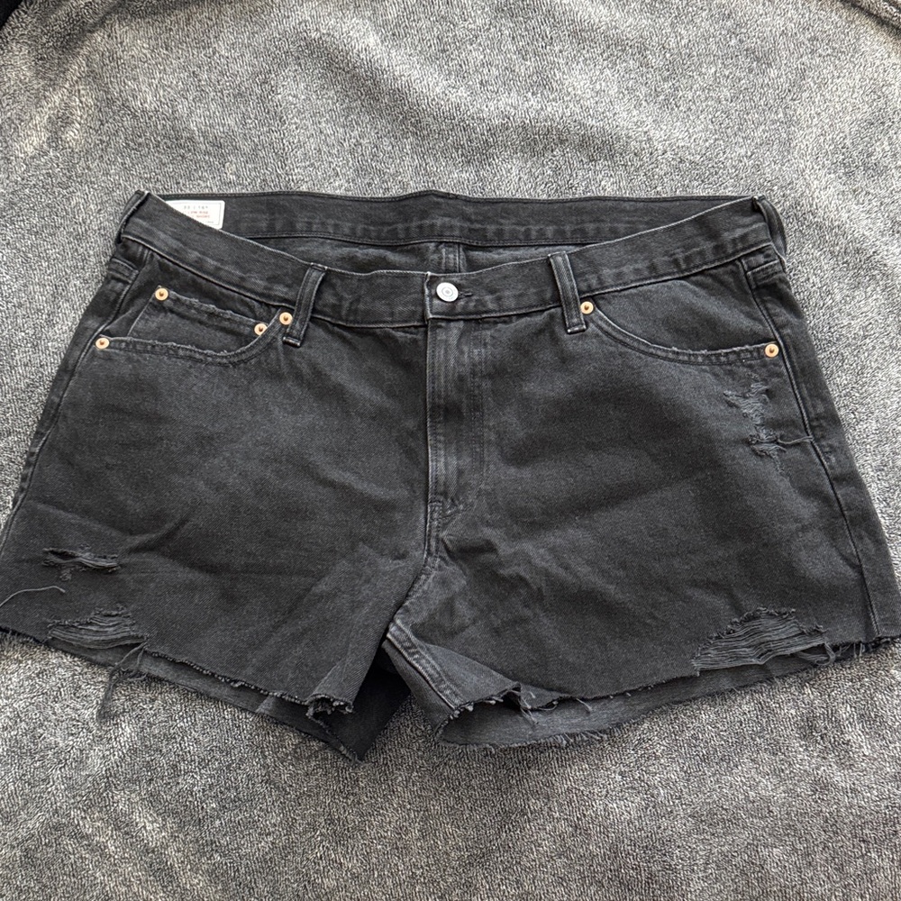 GAP Black Distressed Jean Shorts